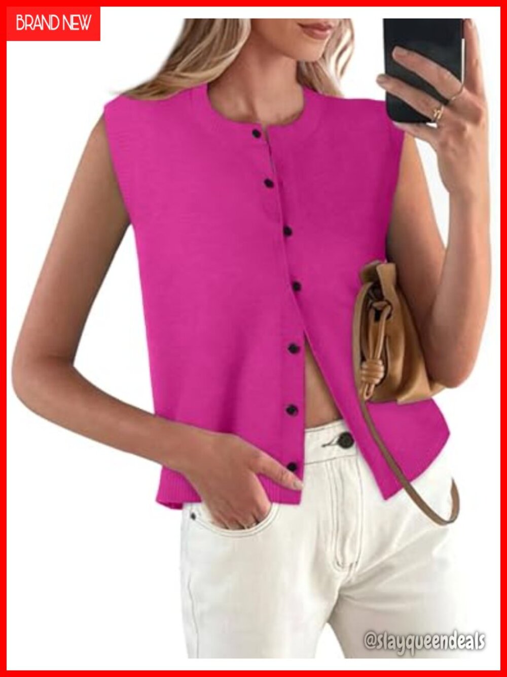 Womens Sleeveless Button Up Sweater Vest Lightweight Knit Cardigan Tank Top